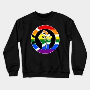 Black Lives Matter Fist Circled LGBTQ Flag South Africa Pride Crewneck Sweatshirt